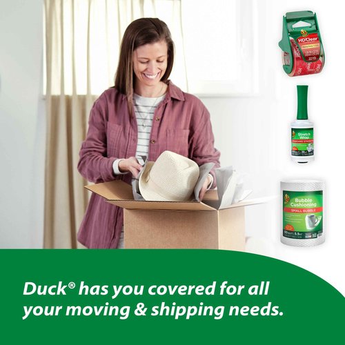 Duck HD Clear Extra Long Packing Tape - 6 Rolls of Strong Heavy Duty Packing Tape Refills for Shipping and Moving, Boxes and Packaging – 1.88 In. x 109 Yards - 3" Core - Clear (287975)