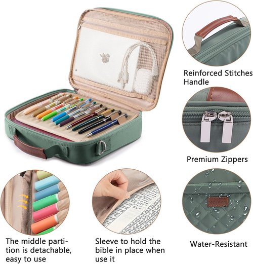Aplufine Bible Cover - Medium Bible Case with Shoulder Strap & Detachable Pen Loops - Ideal Gift for Men & Women