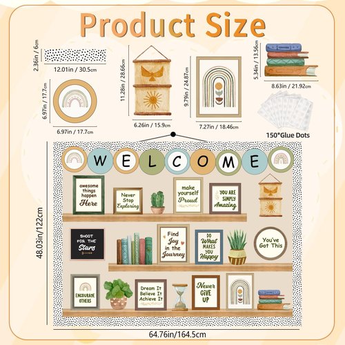 Welcome Back to School Bulletin Board Decorations, Boho Classroom Decor, Greenery Plant Bookshelf Inspirational Affirmation Cutouts for Teacher Welcome School Supplies Classroom Door Wall Decor