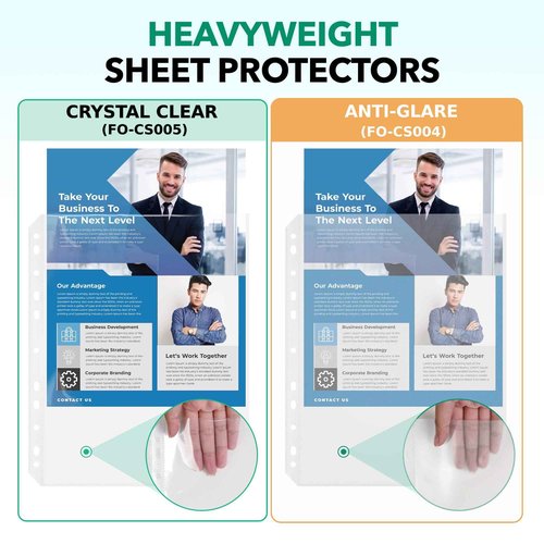FLEXOFFICE 500 Pack, 8.5 x11 Clear Sheet Protectors, Page Protectors Heavy Duty for 3 Ring Binder, Top Loading Plastic Sleeves