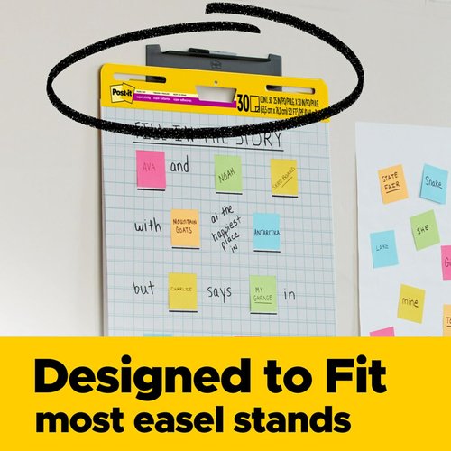 Post-it Super Sticky Easel Pad - Premium Self-Stick Flip Chart Paper | 25 x 30 Inches, 30 Sheets, White Grid