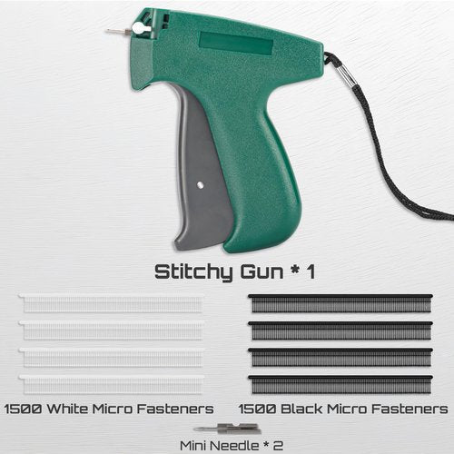Fine Stitch, Mini Stitch Gun for Clothes, Stitch Quick Clothing Fixer Sewing Quilting Hemming Quick Stitch Tagginn Gun Kits with 2 Needles, 1500 Black & 1500 White 4.4mm Fastener