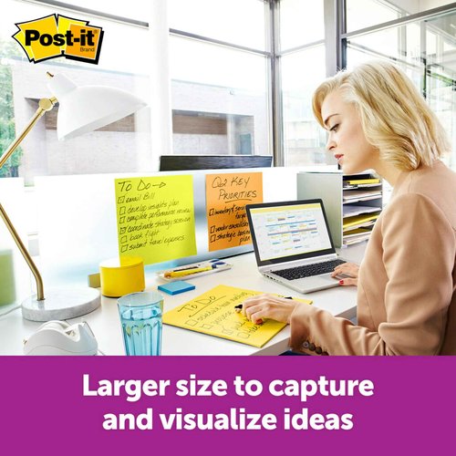 Post-it Super Sticky Big Notes, 11 in x 11 in, 1 Pad, 2X The Sticking Power, Neon Green (BN11G) (Pack of 6)