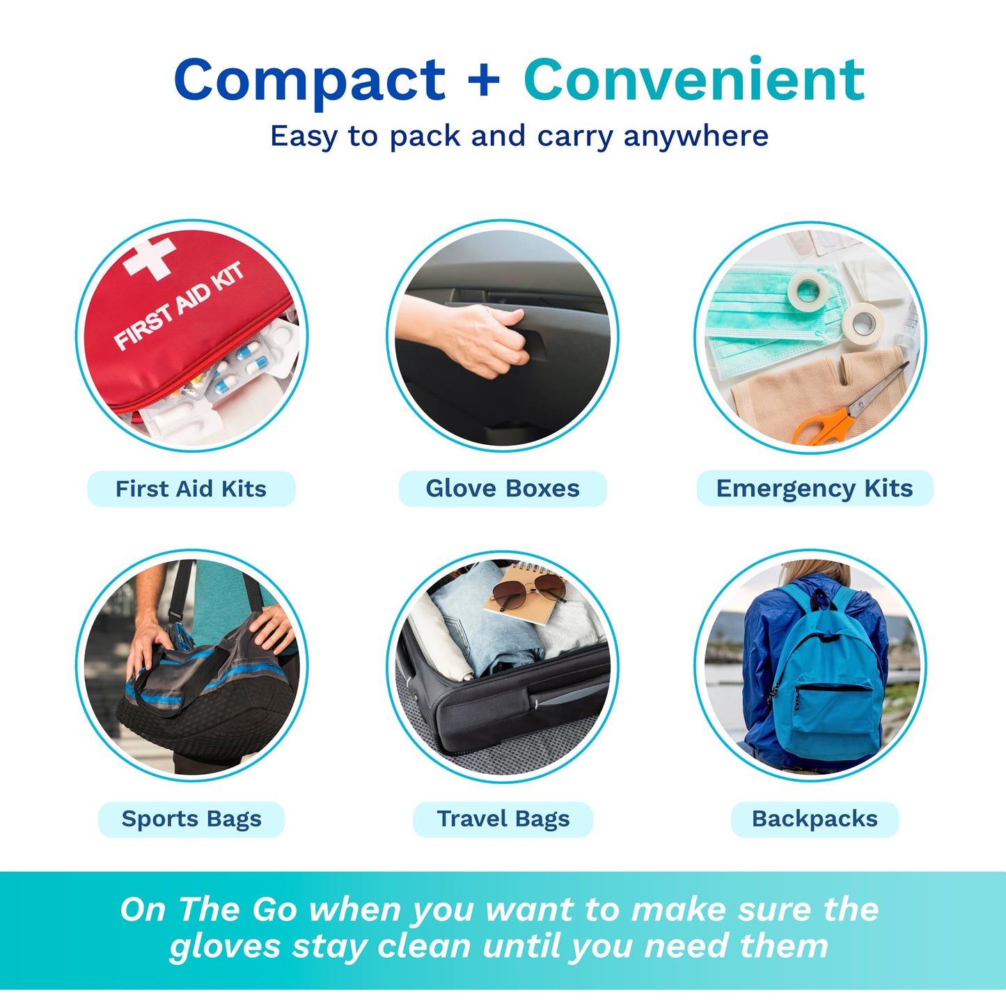 First Aid Gloves for Emergency Kits and Travel, Individually Packaged Gloves, Disposable, Latex-Free, 20 Pairs