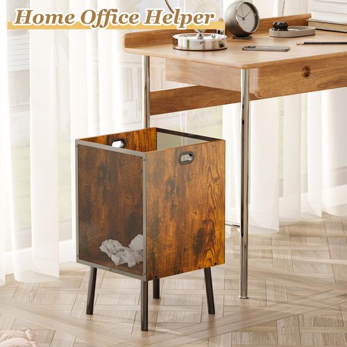 Yuyetuyo 8.5 Gallon Retro Wooden Trash Can with Metal Mesh – Large Wastebasket with Handles & Legs | Under Desk Trash Can for Office or Home | Breathable Garbage Can | Stylish Office Waste Basket