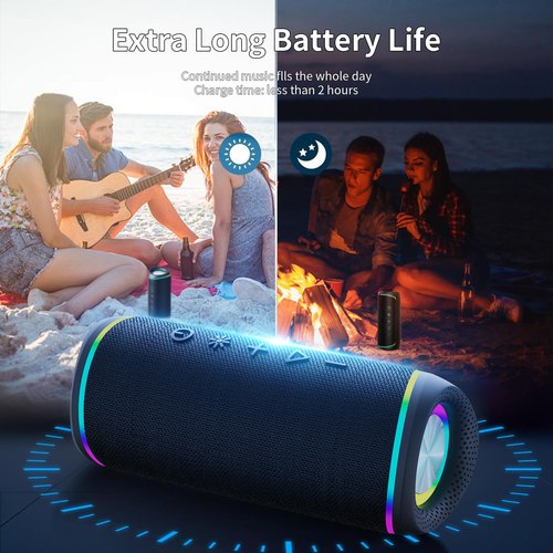 IHE Bluetooth Speaker with HD Sound, Portable Wireless, IPX5 Waterproof, Up to 20H Playtime, TWS Pairing, Bluetooth 5.3, for Home, Party, Beach, Outdoor, Electronic Gadgets, Birthday Gift (Black)