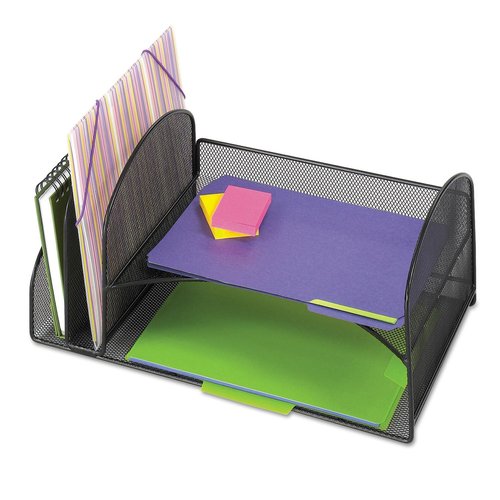 Safco 3264BL Onyx Mesh Desktop Organizer with 2 Vertical, 2 Horizontal Sections, Black