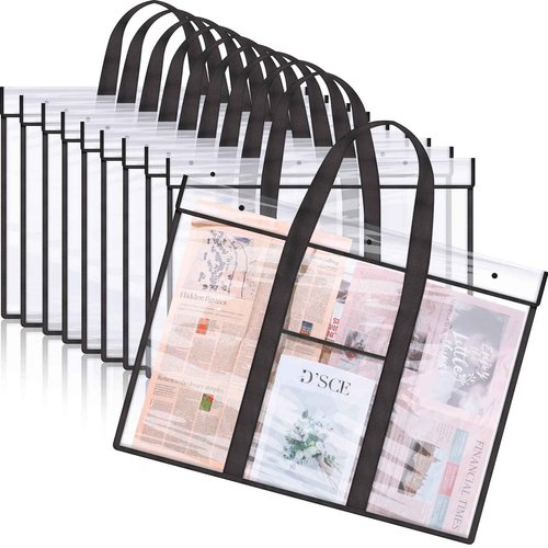 10 Pack Large PVC Poster Storage Bags Bulletin Board Storage Art Portfolio Organizer with Pocket for Classrooms Teachers, 31.5 x 25.2 Inches
