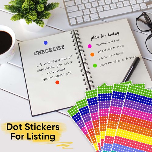 Round Color Coding Labels - 6000 PCS Small Dot Stickers for Office & Classroom Use | 1/4 Inch