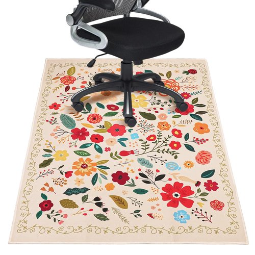 Office Chair Mat for Hardwood Floor 48"X 60" Office Rugs for Gaming Rolling Chairs Computer Desk Chair Non-Slip Boho Floral Protector Mats for Hard Floor & Tile Floor Decor