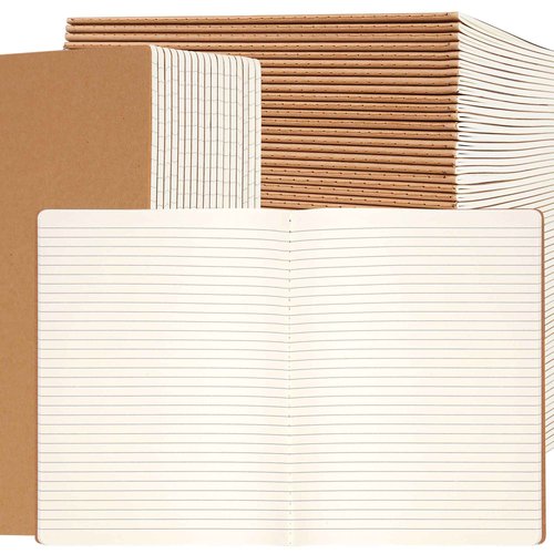 Labkiss 30 Pack Large B5 College Ruled Notebook & Journal Bulk, Kraft Cover, B5 Size, 7.6x10 inch, 60 Pages, Line Thick Paper, Subject Note Pad Planner Set for Women Men Kids Traveler Student Office