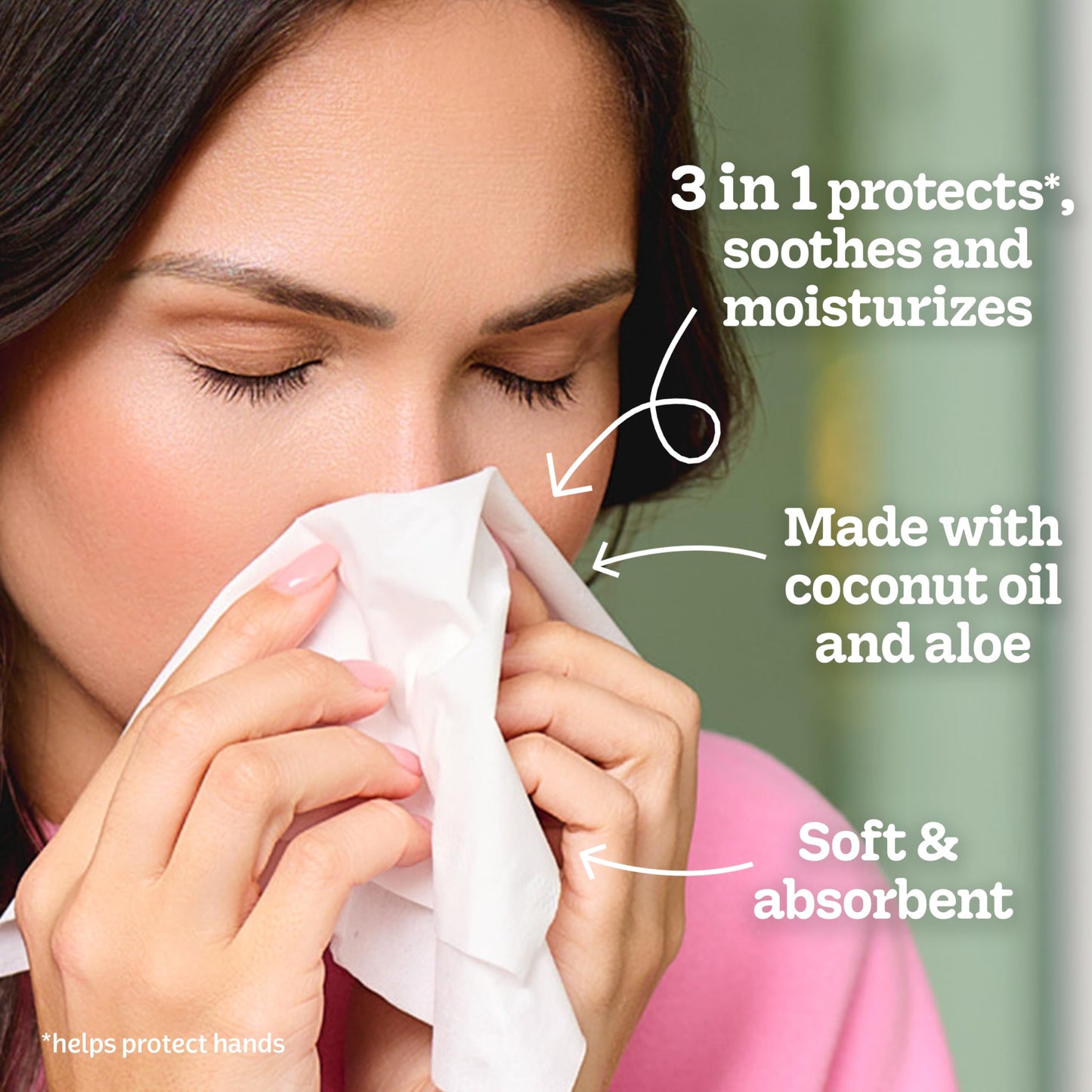 Kleenex Lotion Facial Tissues with Coconut Oil, 4 Cube Boxes, 60 Tissues Per Box, 3-Ply
