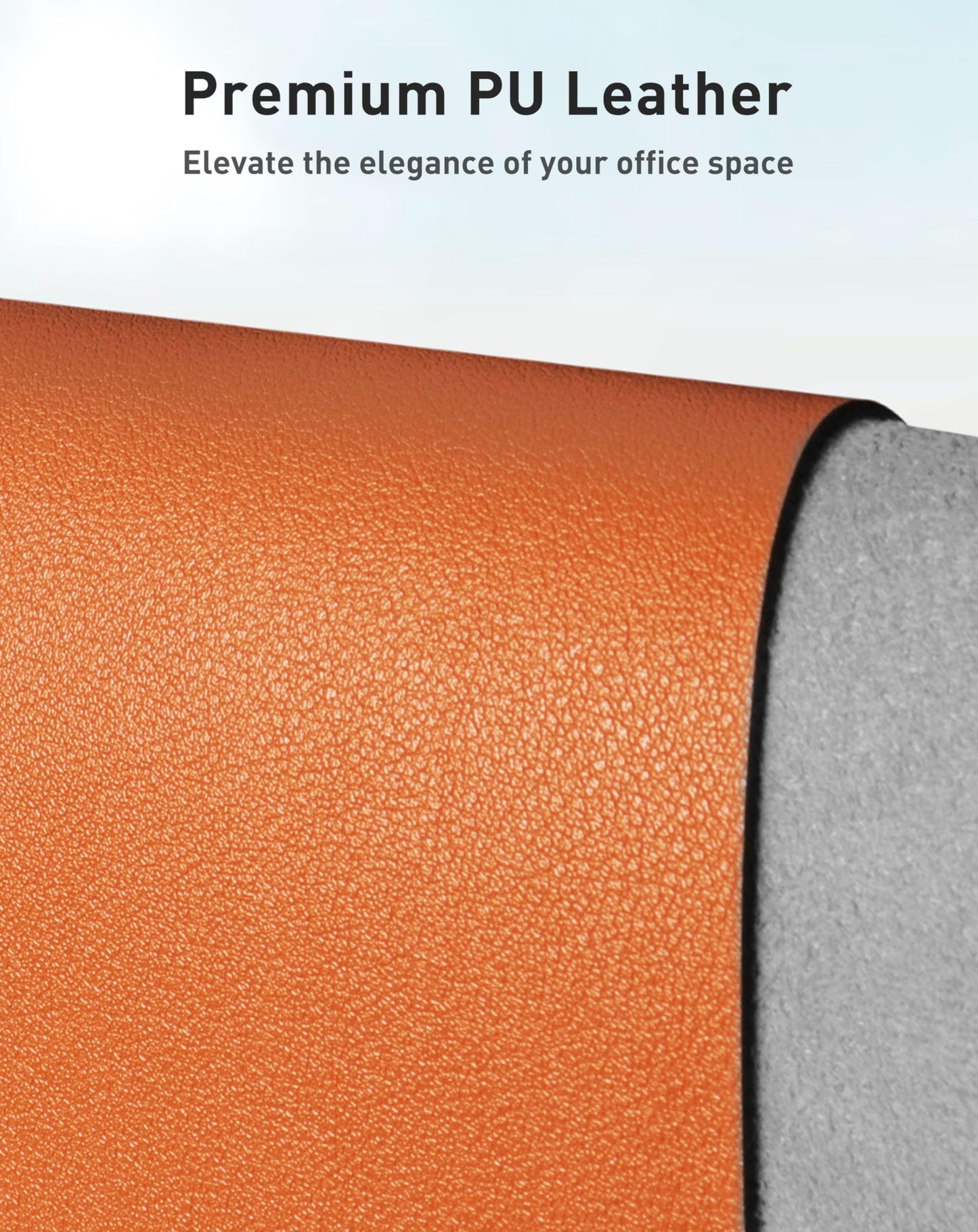 Aothia Faux Leather Desk Mat - Large Mouse Pad, Non-Slip PU Leather Blotter, Waterproof Writing Surface for Office and Home (Hermes Orange, 42" x 17")