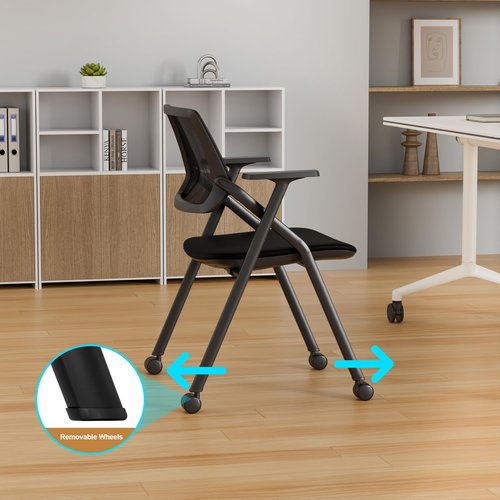 Okeysen Folding Office Chairs with Removable Wheels & Mesh Back，20 Pack Stackable Conference Room Chairs, Stackable Conference Room Chair, Office Guest & Reception