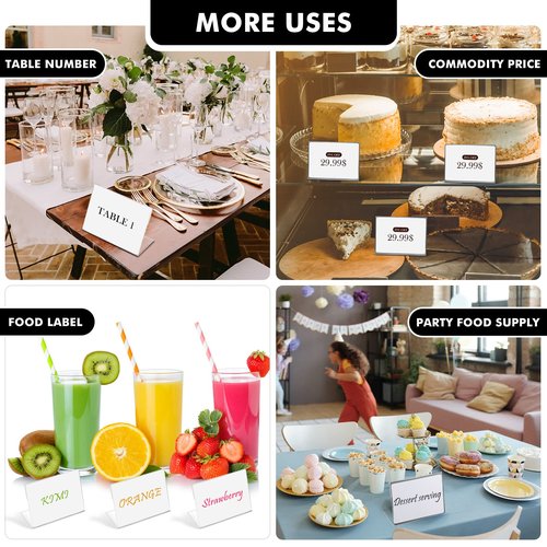 Teling 3.5 x 2.5 Inch Acrylic Business Card Holder Slant Back Sign Holders Clear Name Display Mini Acrylic Stands l Shaped Display Stand for Classroom Home Office Decorating Supplies(24 Pcs)