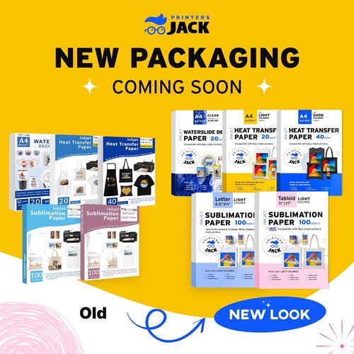 Printers Jack Sublimation Paper - 8.5 x 11 Inches, 100 Sheets, 120gsm for Epson & Sawgrass Printers | Ideal for T-Shirts & Mugs