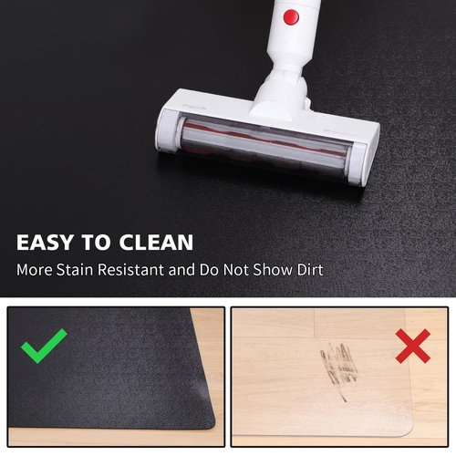 Vinyl Floor Mat for Home, Black Waterproof Area Mat for Under Dining Room Table, Sturdy Plastic Rug Protector for Kitchen, Living Room, Yard, Garage, Large Baby Play Mat (8'×10')
