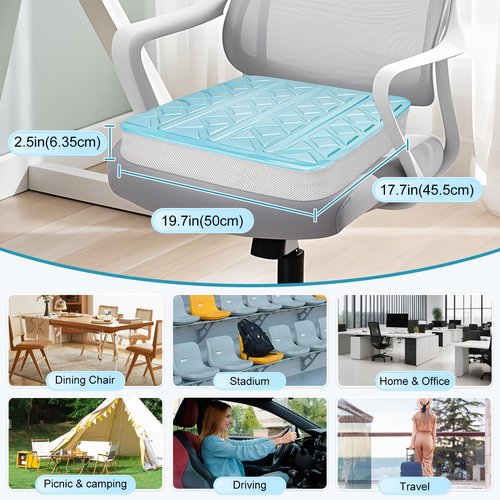 Seat Cushions for Office Chairs,Ultra Thick(2.5" Inch) Dual-Layer Gel &Memory Foam Wheelchair Cushions for Long Sitting, Non-Slip Cover Chair Seat Pads for Office, Computer Desk,Car & Truck