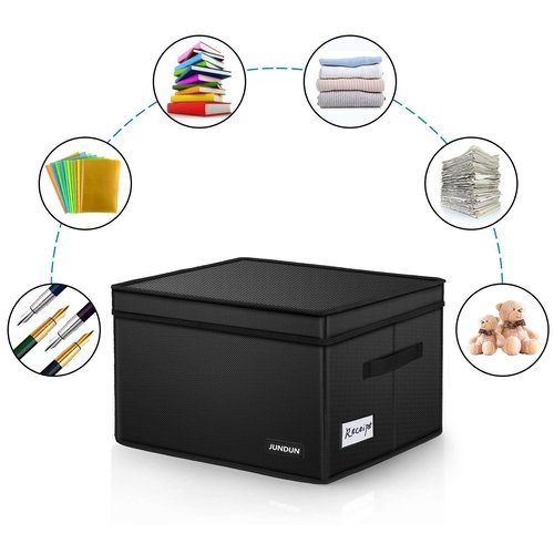 JUNDUN Fireproof File Box, Fireproof File Storage Organizer Box with Lid,Home Office Document Storage Filing Box with Handle,Portable Safe Storage Box for Legal Size Hanging Folder