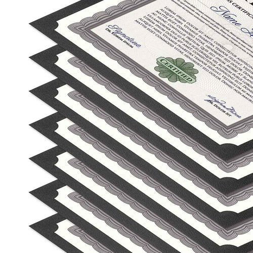 Plain Black Certificate Holders - Pack of 50, Linen Cover 80 lb. Stock, Single-Sided, Die-Cut Corners, for Office, Business Awards, Graduation, School Diploma Holder, 9-1/2" x 12" (Set of 50)