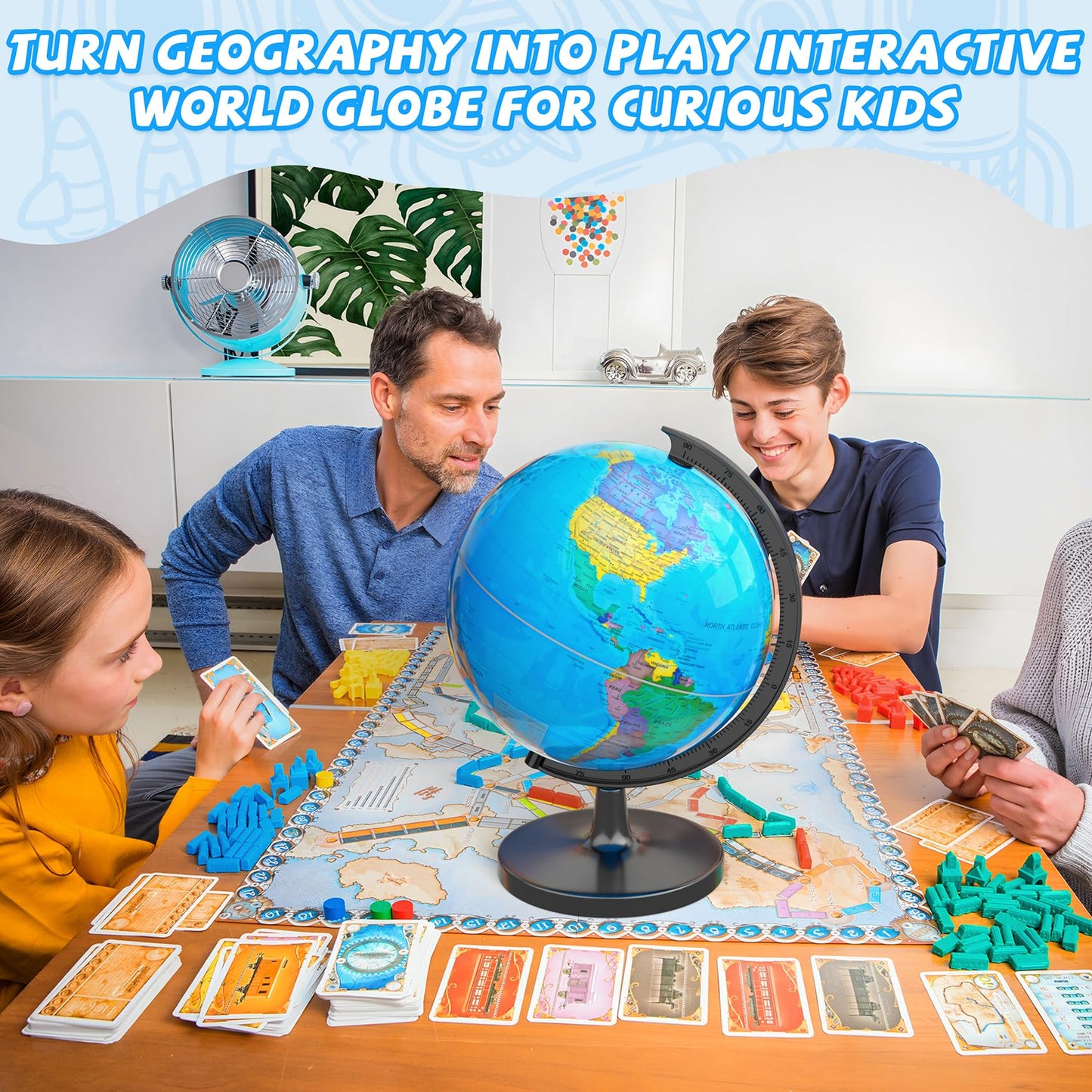 Voxelure 13" Globe for Children & Adults, Interactive World Globe for Kids with Stable Heavy Metal Base, HD Waterproof & Writable Surface, Educational STEM Learning Toy, Classroom Teaching Gift