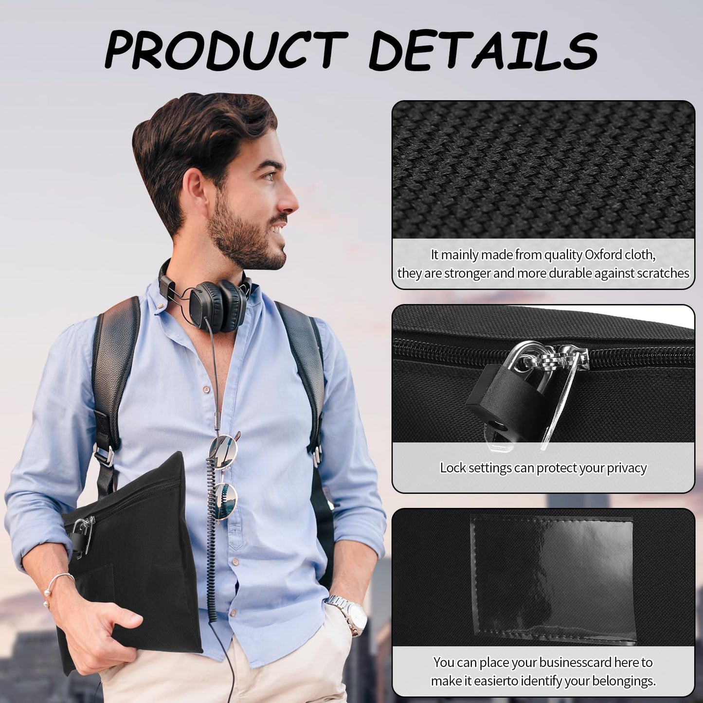Black Cash Bag with Lock and 2 Keys Money Bag For Cash With Lock 11.4 * 8.3inch Money Bank Deposit Bag With Zipper For Business Personal