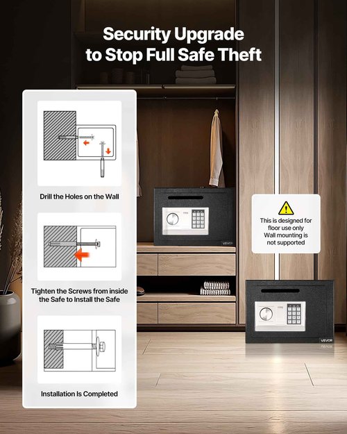 VEVOR 0.6 Cubic Feet Drop Safe, Drop Slot Safe Box with Password and Turn Knob, Heavy Duty Compact Cash Depository Box with a Front Lock Slot for Cash, Bank Slips, Jewelry, Documents, Bills, Black