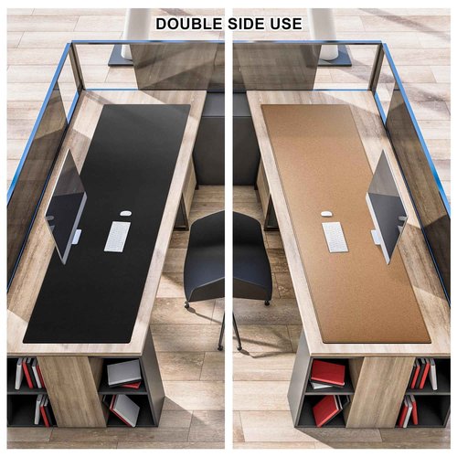MAIDERN 59”x 19.6” Leather Desk Pad, Large Desk Mat, Reversible Cork & Leather Large Mouse pad for Desk, Waterproof Computer Desk Pad for Gaming Home Office (Black) …