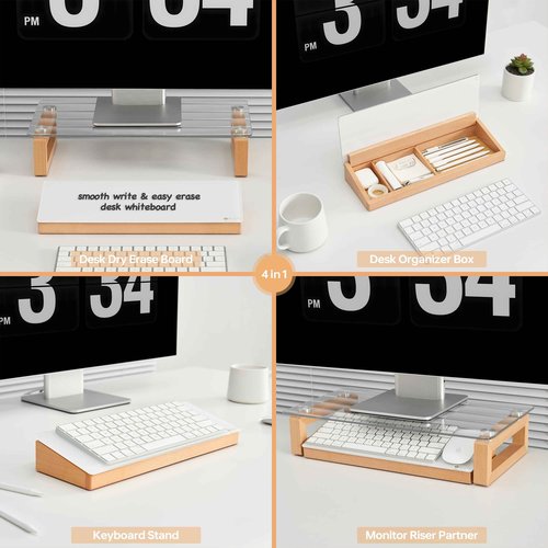 Yeoux Office Desktop Organization and Glass Dry Erase Whiteboard Combination Work Essential Collection