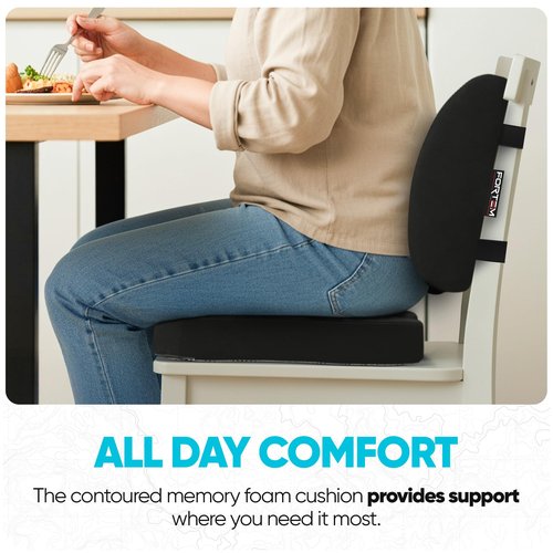 FORTEM Office Chair Cushion and Back Support for Office Chair, Lumbar Support Pillow, Memory Foam, Non Slip Sitting and Back Rest for Gaming, Car Seat Cushion, Chair Pad