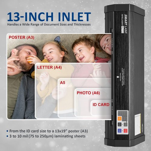 SINCHI Auto Sense, 3-10 mil Laminating Machine for Office and School, 50-Second Warm-up, 40 Inches/Minute, Never-Jam, Heavy Duty, 13-inch Thermal Laminator Machine 11x17