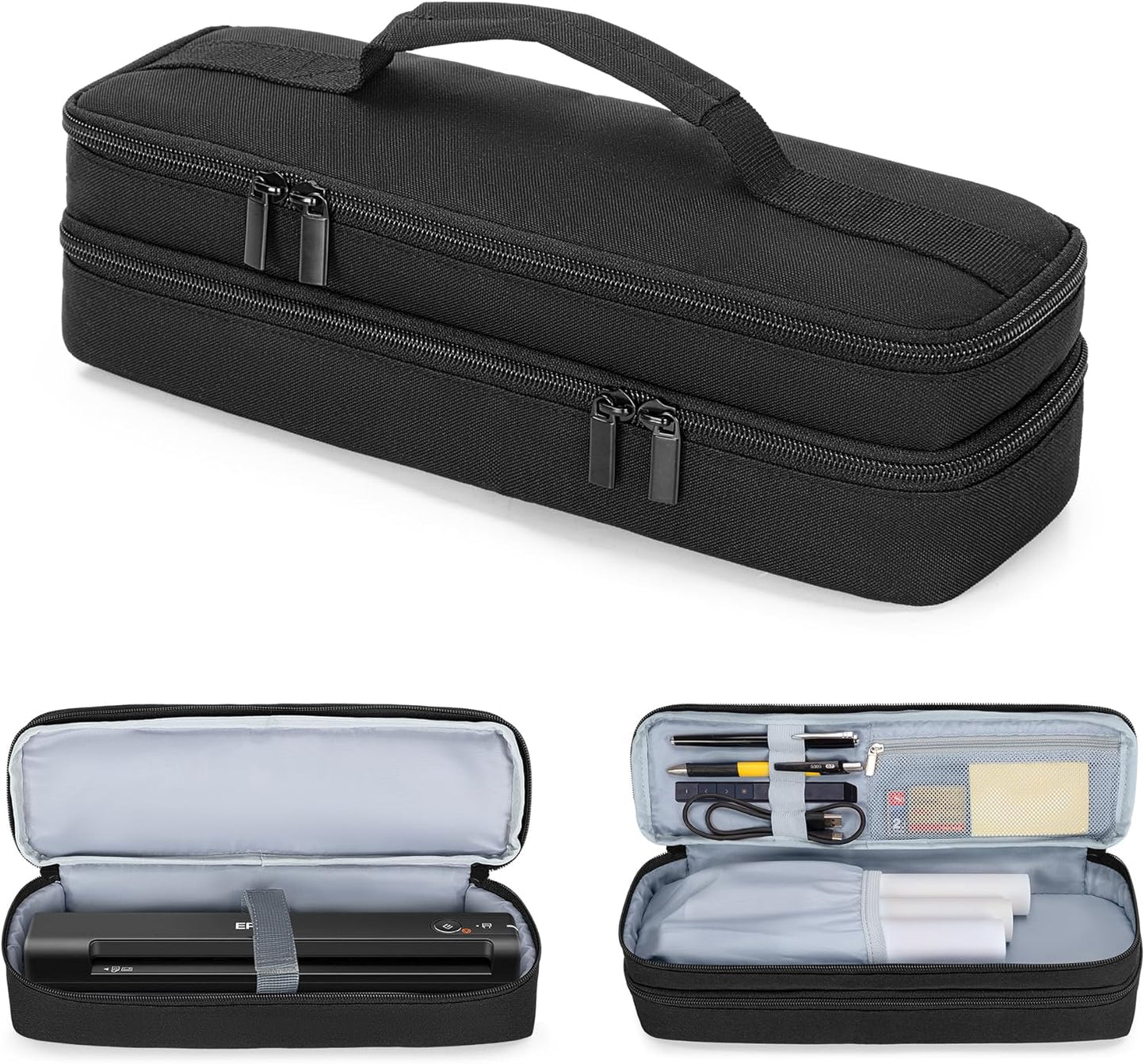 Yarwo Double-Layer Document Scanner Travel Case - Compatible with Brother, Canon, Epson | Black