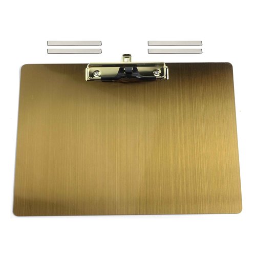 Stainless Steel Magnetic Clipboard with Pen - Multiple Sizes, Magnetic Design, Essential for Office and Home (Gold 9.2 x 12.5 Inches (Landscape Orientation))