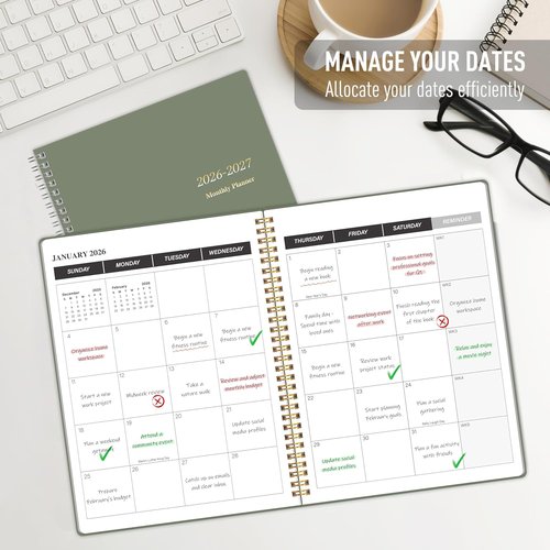 2026-2027 Monthly Planner by [Brand Name] - 24-Month Calendar with Habit Tracker & To-Do List | 7.5" x 10", Spiral Binding