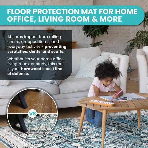 Starcounters Office Chair Mat for Hardwood Floor -Heavy-Duty Floor Mat for Office Chair, Scratch-Resistant and Non-Slip Computer Chair Mat, Wood and Tile Protection for Office & Home, White 48" x 60"