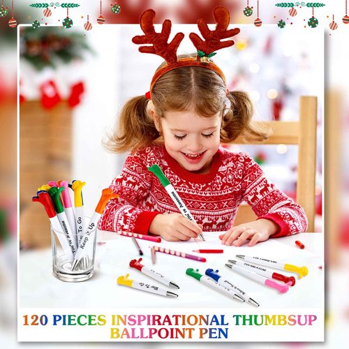 Woanger Inspirational Quotes Thumbs up Pens Thank You Gifts Bulk Employee Appreciation Motivational Ballpoint Pen for Appreciation Back to School Gift Student Teacher Nurse Coworker(120 Pieces)