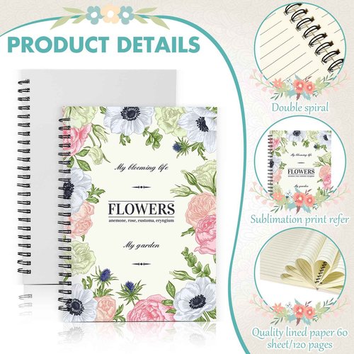 Seajan 12 Pcs Sublimation Journal Blank Notebooks A5 120 Pages Spiral Notebooks Hardcover DIY Notepad for Students Teacher Gifts Favors School Office Home Supplies (8.07 x 5.71 Inch)