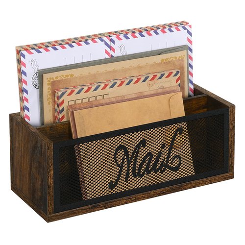 YINMIT Mail Organizer Countertop, Mail Holder with 2 Slots, Mail Holder for Desk, Desk Mail Organizer, Mail Basket for Wall Table Countertop, Envelope Holder for Home Office