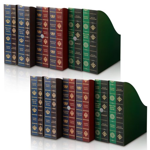Geetery 6 Pcs File Magazine Organizer 3 x 11 x 12 Inch Vintage Decorative Classic Books Themed Magazine Holder Box Easy to Assemble Classic Books Rack File for Shelves Desk Home