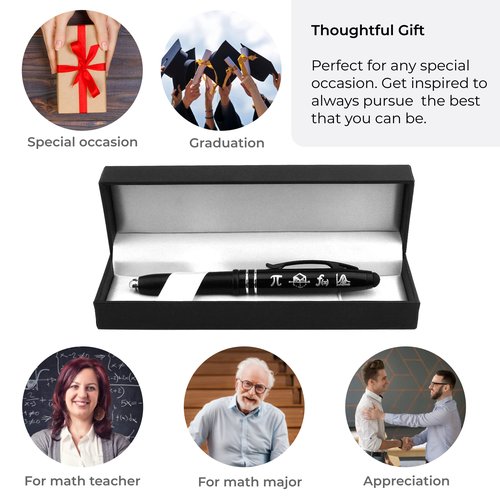 Inkstone Symbols of Mathematics - Ballpoint Black Pens Set for School, Work, and Gift-Giving - Smooth Fine Point Writing Pens for Teachers, Students, and Professionals.