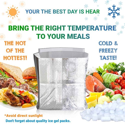 Amiff Foil Insulated Box Liners, 12 x 12 x 12 Inches. 10 Pack Thermal Box Liners for Frozen Food. Leakproof Insulated Shipping Bags for Food. Self-Seal Thermal Insulation Bag with Gusseted Bottom