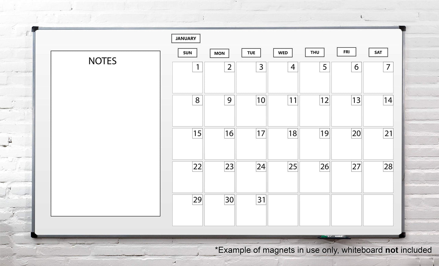Calendar Month Magnets (Non-Abbreviated) by DCM Solutions (Black Inverted)