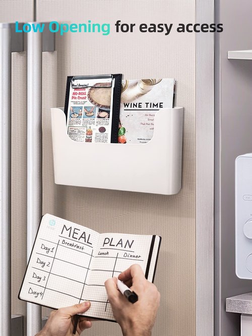 FKTXCO Wall Mount File Organizer Holder Hanging File Organizer Door Office Mail Supplies Storage Magazine Envelope Planner Wall Single Pocket (Off White, 2 Pack)