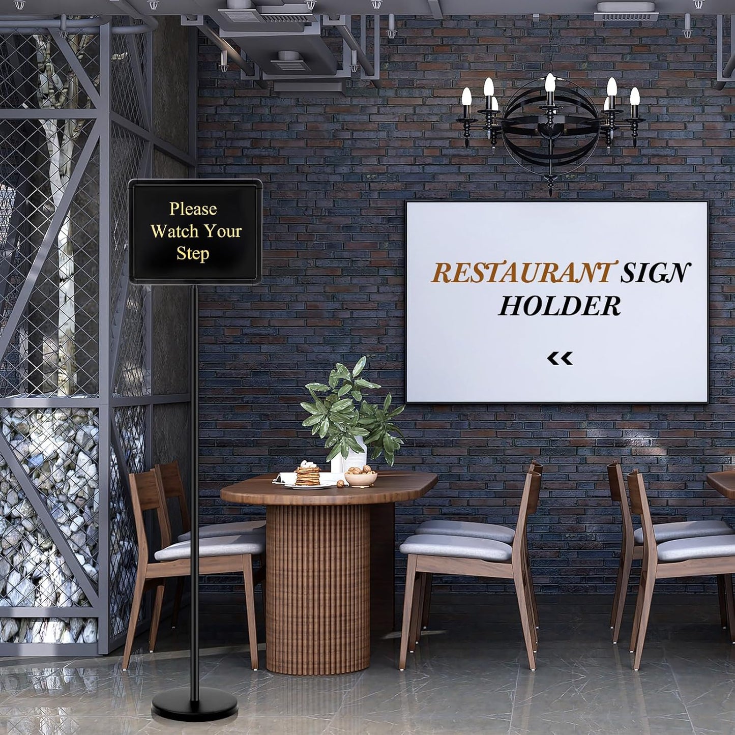 Wenqik Wait to Be Seated Hostess Sign - Sturdy 11 x 14 Inch Holder with Base for Restaurants | Black