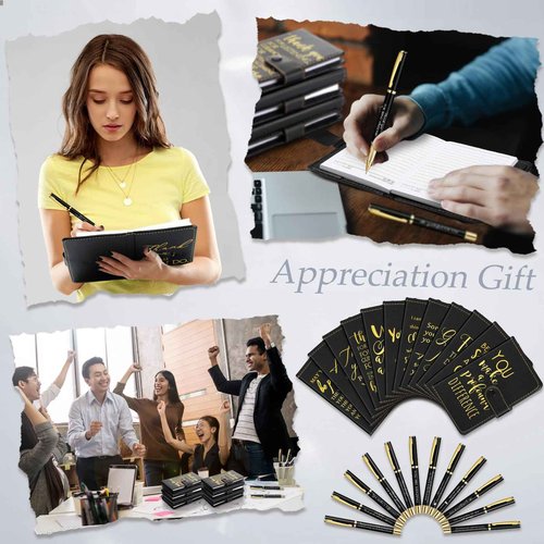 Dispowreath Employee Thank You Gift Bulk for Men Leather Journal Notebook Inspirational Journal with Ballpoint Pens Encouragement Notepad for Medical Assistant Teacher Nurse(Appreciation Sign,20 Sets)