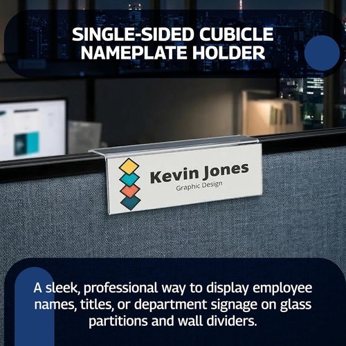 Skiennix Acrylic Name Plate Holder - Single-Sided Desk Display for Office Partitions | 8.5 x 2.5 Inches (10 Pack)