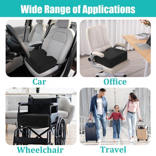 MABOZOO Extra Thick Seat Cushion, PU Leather Office Chair Cushion for Office Chair Car Seat, Memory Foam Booster Seat Sciatica & Back Pain Relief for Long Sitting (18"*16"*6")