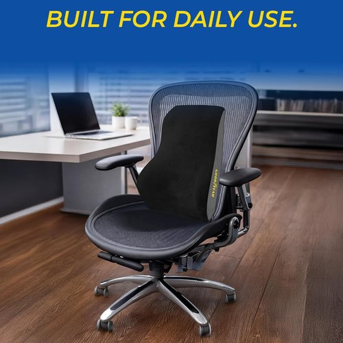 Goodyear Ergonomic Lumbar Support Pillow - Memory Foam Back Cushion for Office and Car | Black