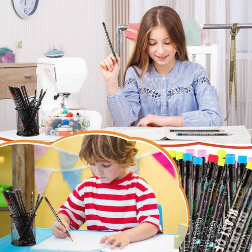 Frienda 200 Pcs Bulk Reading Rocks Wooden Incentives Pencils for Kids Fun Pencil with Eraser for Kids Assorted Style Black Reading Novelty Classroom Student Reward Gift Party Favors