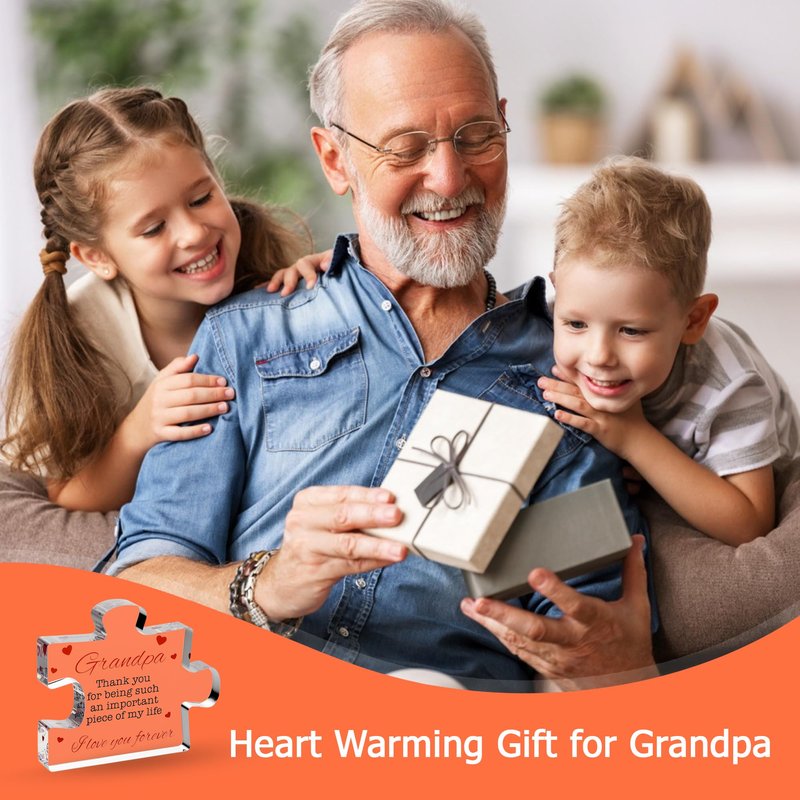 Gifts for Grandpa - Engraved Acrylic Block Puzzle Gift 3.35 x 2.76 inch - Novelty Birthday, Christmas, Valentine's Gifts